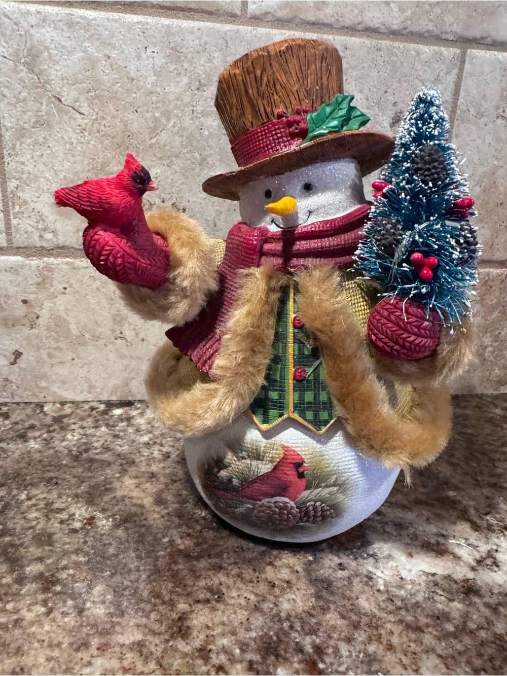 Bradford Exchange Snowman Cardinal Lighted Figurine Rosemary Millette Christmas
